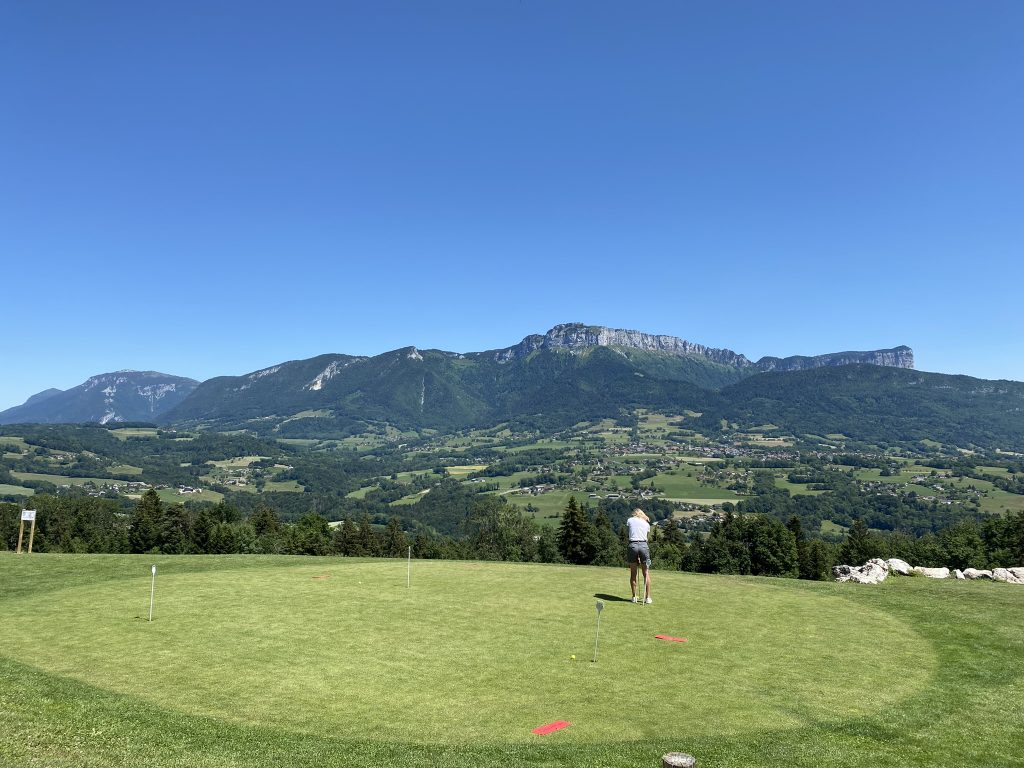 practice your putting with a view of the Parmelan